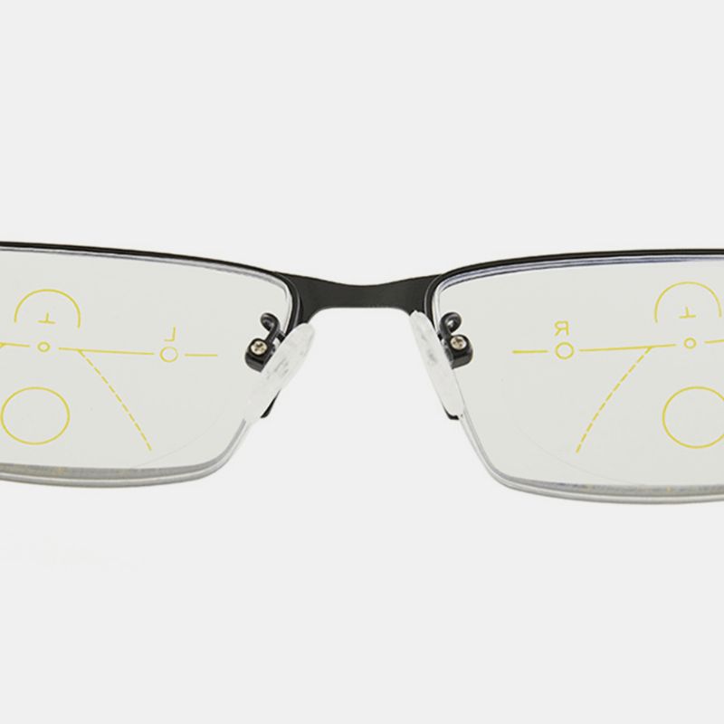 Unisex Anti-blauw Licht Dual-use Lichtgewicht Multi-focus Half-frame Leesbrillen Verziend Bril