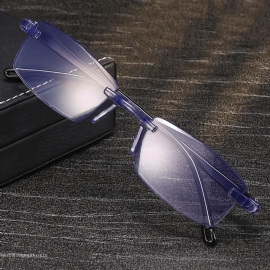 Unisex Anti-blauw Licht Frameloze Hd Diamant Trimmen Bi-light Leesbril Voor Tweeërlei Gebruik Verziend Bril