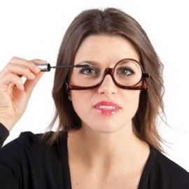 Unisex Draaibaar Vergroten Oogmake-up Cosmetische Bril Leesbril Opklapbare Ronde Bril