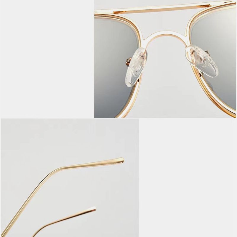 Unisex Gradiënt Groot Frame Dubbele Brug Uv-bescherming Mode Zonnebril