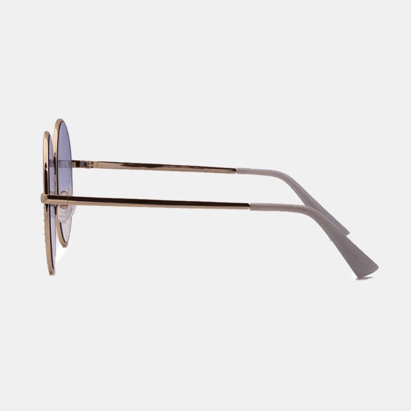 Unisex Ronde Frame Metalen Volledig Getinte Lens Uv-bescherming Mode Zonnebril