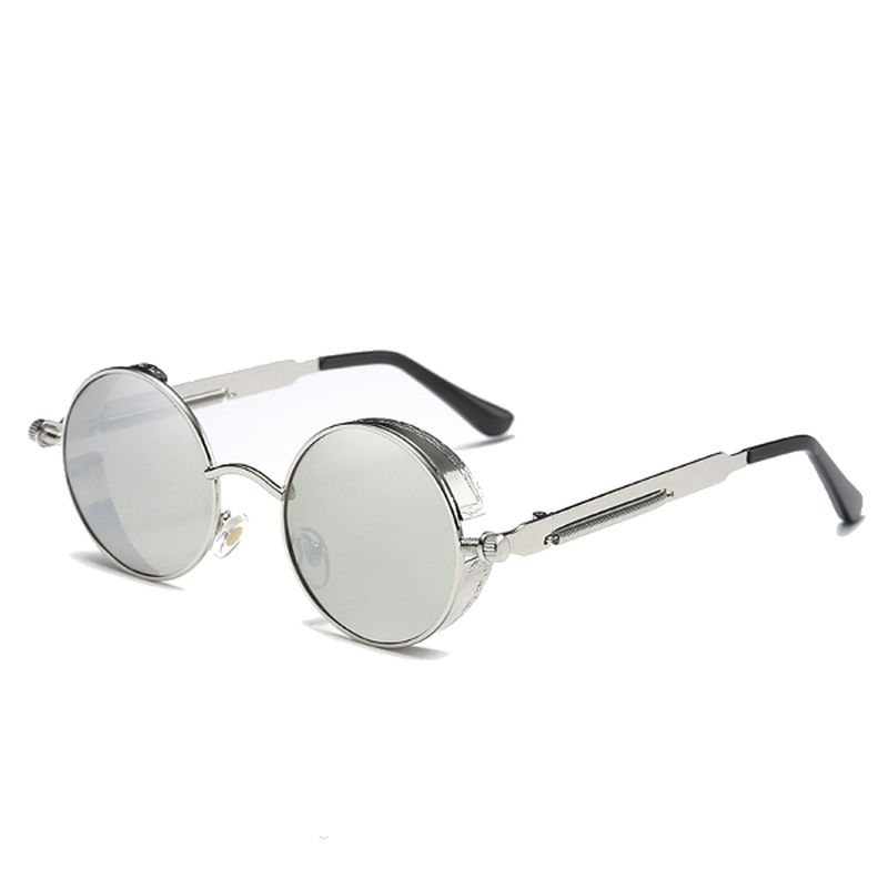 Uv400 Vintage Steampunk Ronde Spiegellens Zonnebril Outdoor Sport Hisper Eyewear Voor Mannen Vrouwen