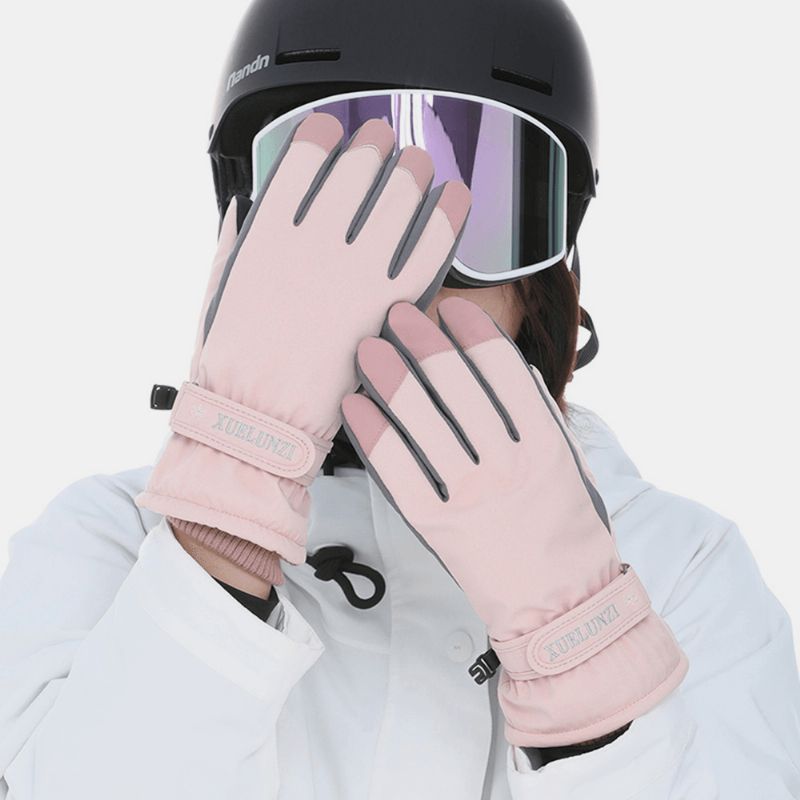 Dames Screentouch Winddicht Waterdicht Paardrijden Skiën Warme Sport Handschoenen Met Volledige Vingers