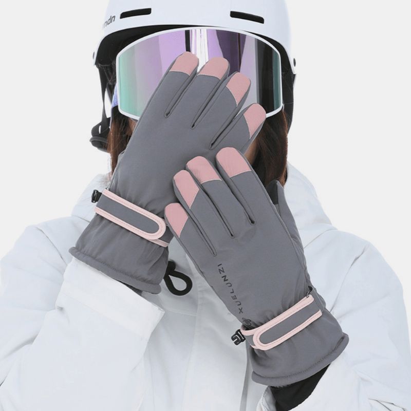 Dames Screentouch Winddicht Waterdicht Paardrijden Skiën Warme Sport Handschoenen Met Volledige Vingers