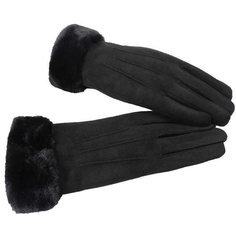 Dames Warme Dikke Plus Fluwelen Gevoerde Suède Winddichte Handschoenen
