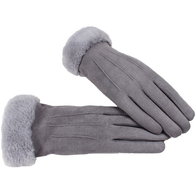 Dames Warme Dikke Plus Fluwelen Gevoerde Suède Winddichte Handschoenen
