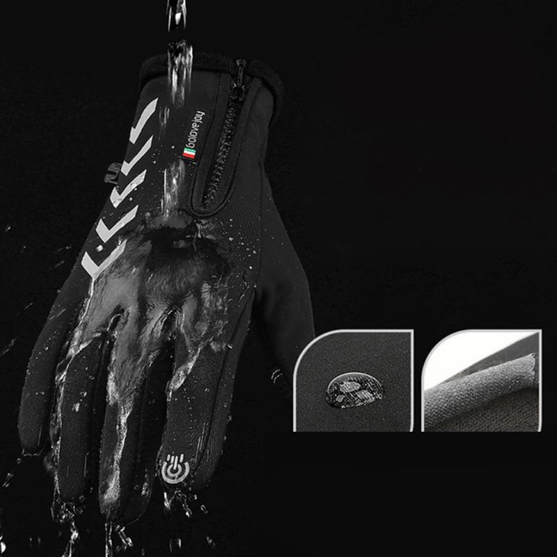 Fietsen Warme Handschoenen Seizoen Outdoor Waterdichte Sport Antislip Vijfvinger Touchscreen Nachtrijden Hoogtepunt Reflecterende Handschoenen