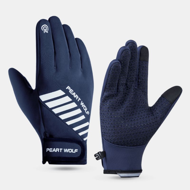 Heren Waterdichte Antislip Reflecterende Strip Ontwerp Sporthandschoenen Winter Buiten Plus Fluwelen Warme Touchscreen-handschoenen