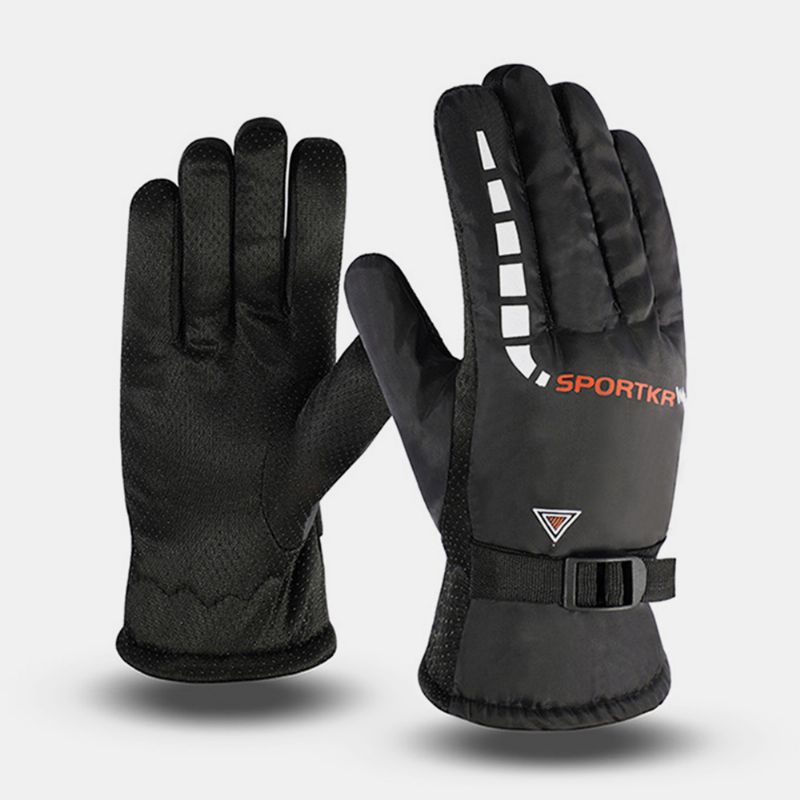 Heren Winter Dikker Plus Fluwelen Warme Handschoenen Outdoor Skiën Motorfiets Elektrisch Fietsen Handschoenen Met Volledige Vingers