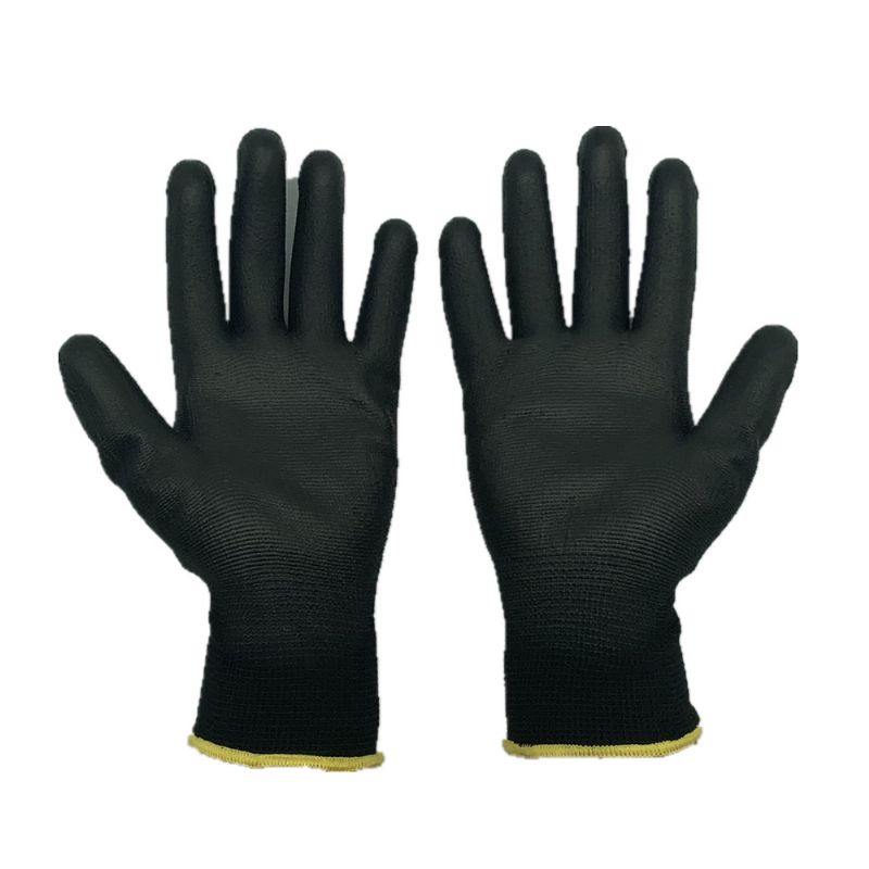 Polyester Pu Gecoate Palm Zwarte Antistatische Handschoenen