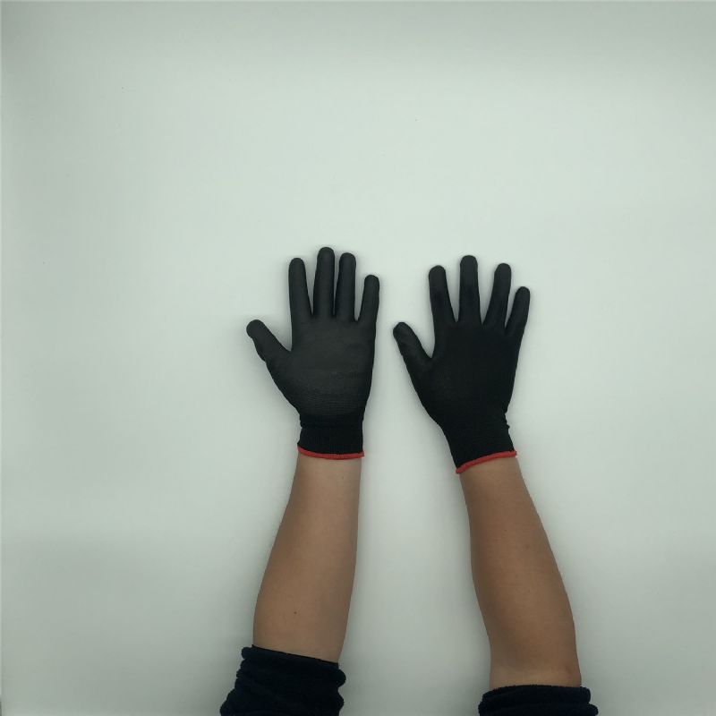 Polyester Pu Gecoate Palm Zwarte Antistatische Handschoenen