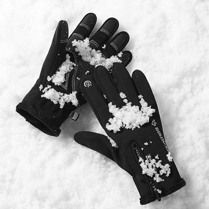 Unisex Buitensporten Plus Fluwelen Dikker Winddicht Koude Bescherming Warme Rits Touchscreen Handschoenen Winter Rijden Bergbeklimmen Ski Handschoenen