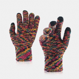 Unisex Gekleurde Gebreide Drie-vinger Touch-screen Chenille Handschoenen Winter Outdoor Koele Bescherming Warme Full-finger Handschoenen
