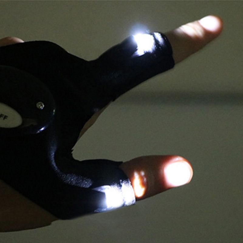Unisex Led-licht Buitensport Nachtvissen Waterdichte Halfvingerhandschoenen