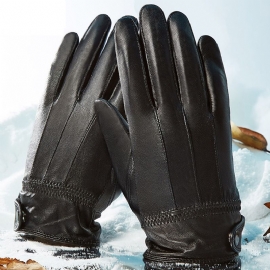 Unisex Lederen Schapenvacht Scherm Touch Warm Outdoor Casual Zakelijke Handschoenen