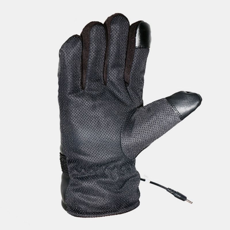 Unisex Usb Opladen Verwarming Outdoor Winter Elektrische Autorijden Warm Houden Waterptoof Winddichte Lederen Handschoenen