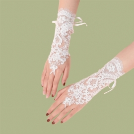 Vrouwen Dacron Bloemen Bandage Decoratieve Kanten Handschoenen Mode Ademend Zonnescherm Vingerloze Handschoenen Zon Bescherming Mouwen