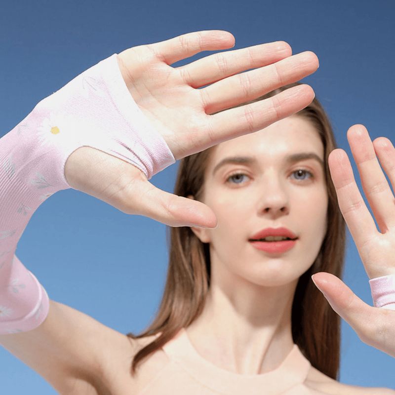 Vrouwen Ijs Zijde Fruit Bloem Patroon Afdrukken Lange Zon Bescherming Mouwen Dunne Ademende Rijden Arm Guard Handschoen