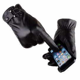 Warme Door De Heren Gemaakte Lederen Fietshandschoenen Met Touchscreen Voor Heren