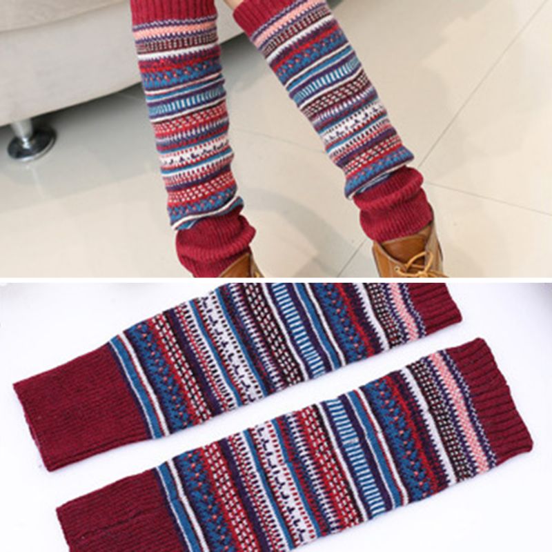 Senshoes Vintage Kleur Gestreept Mode Stapels Sokken Laarzen Leggings Koreaanse Benen