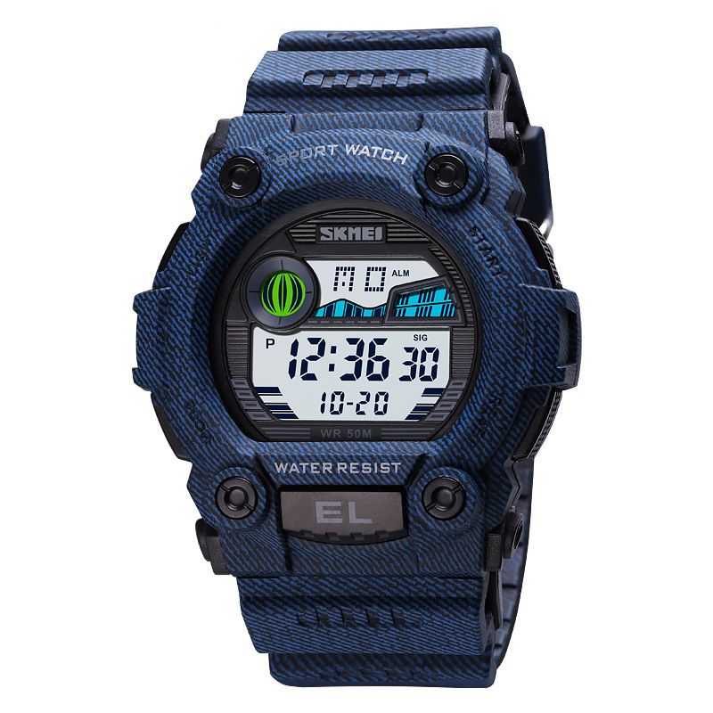 Chronograaf Sport Heren Polshorloge Lichtgevend Display Waterdicht Led Digitaal Horloge