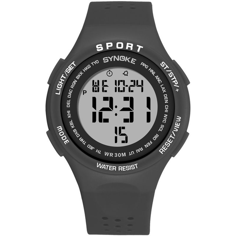 El Display Siliconen Band Sport Horloge 3atm Waterdicht Alarm Student Digitaal Horloge