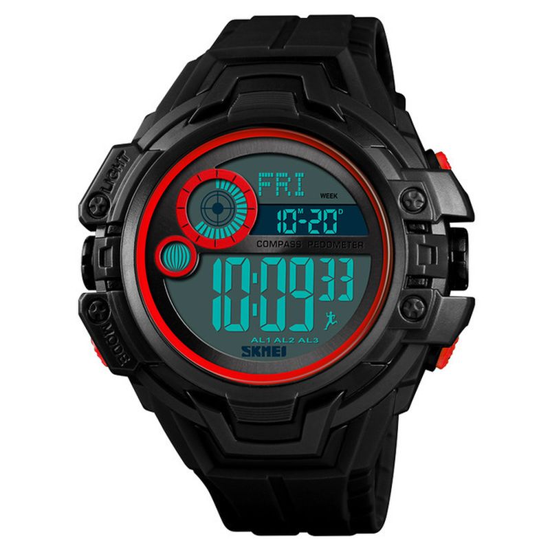 Kompas Calorie Stappenteller Chrono 5atm Outdoor Sport Heren Digitaal Horloge