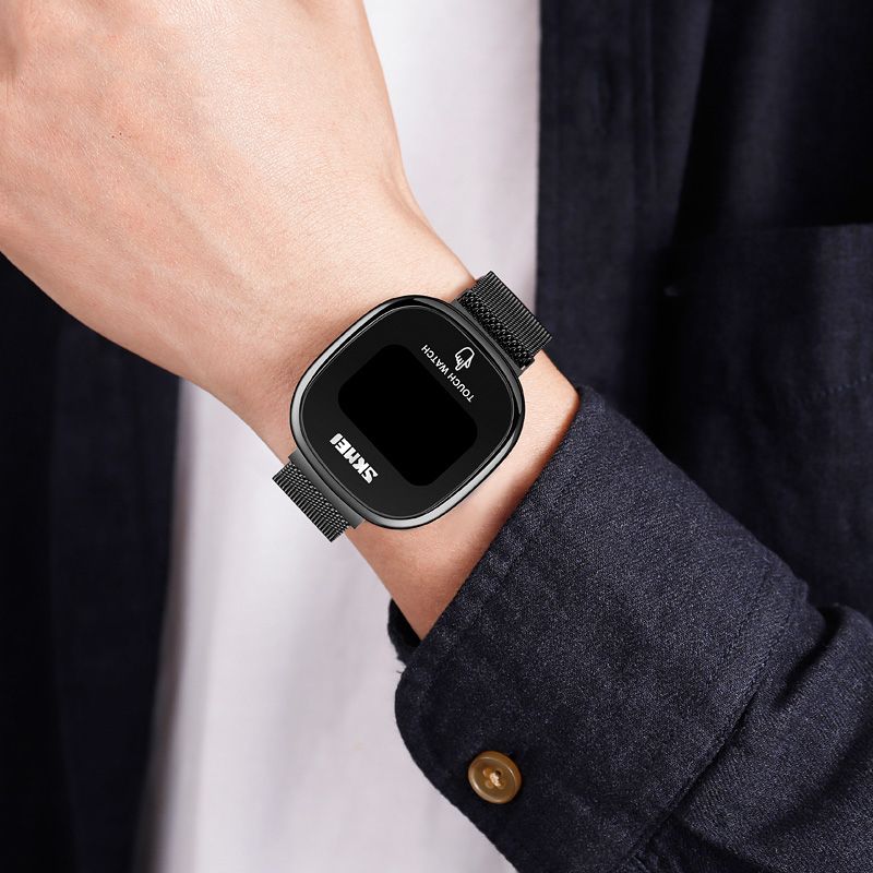Mode Heren Horloge Datumweergave Led Licht Waterdicht Touch Key Digitaal Horloge