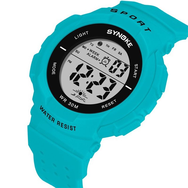 Mode Horloge 3atm Waterdicht El Licht Meerdere Functie Kleurrijke Led Sport Digitaal Horloge