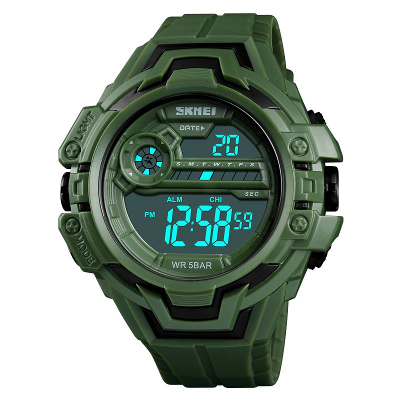 Mode Kalender Stopwatch Lichtgevende Display Digitaal Horloge 50m Waterdicht Sporthorloge