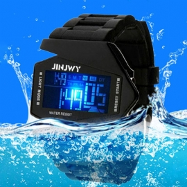 Mode Multifunctionele Led-display Mannen Kijken 5atm Waterdichte Stopwatch Lichtgevende Elektronische Digitale Horloge