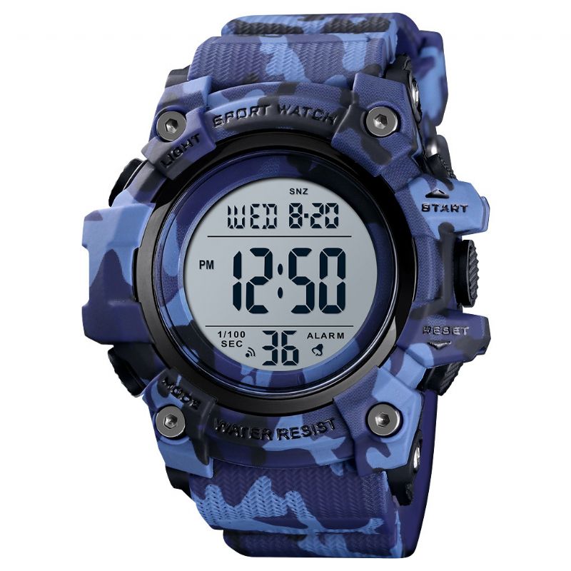 Sport Heren Horloge Waterdicht Lichtgevende Datum Weekweergave Stopwatch Countdown Outdoor Digitaal Horloge