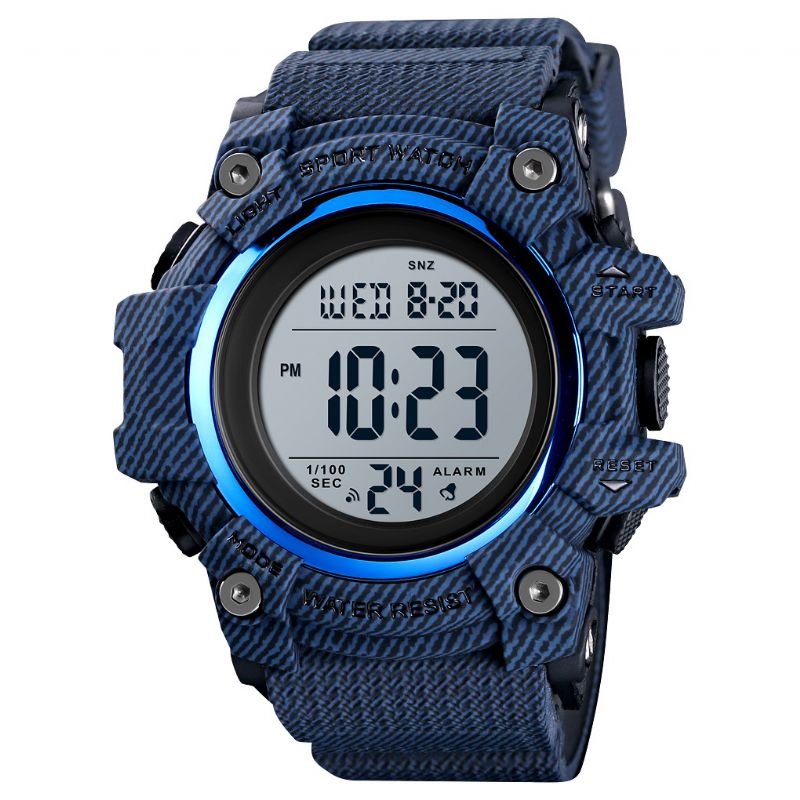 Sport Heren Horloge Waterdicht Lichtgevende Datum Weekweergave Stopwatch Countdown Outdoor Digitaal Horloge