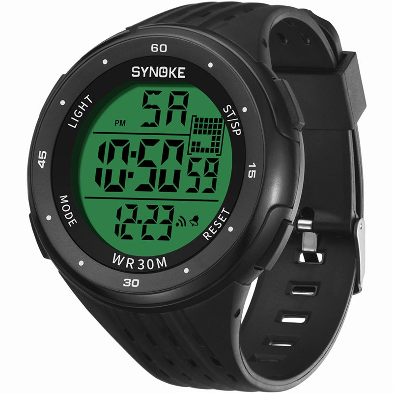 Sport Mannen Kijken 3atm Waterdicht Lichtgevend Display Elektronisch Grote Wijzerplaat Digitaal Horloge