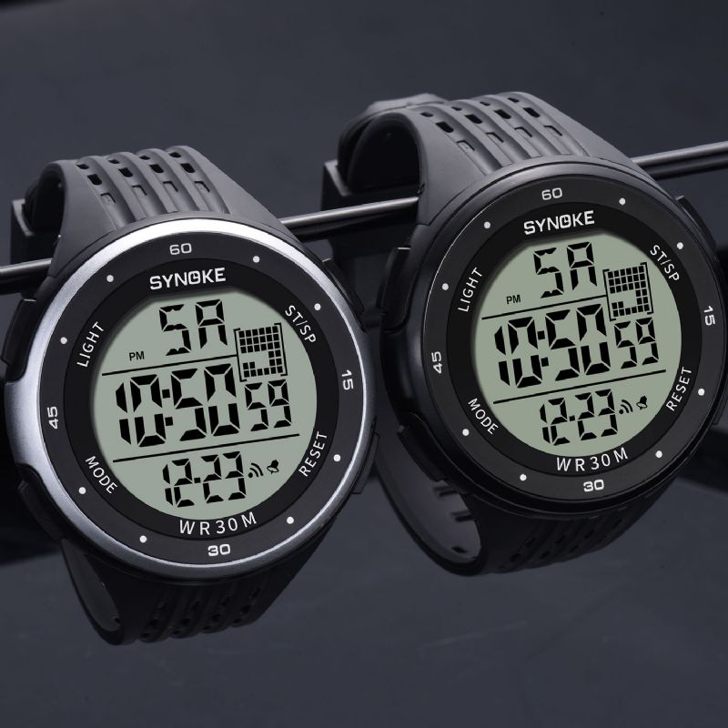 Sport Mannen Kijken 3atm Waterdicht Lichtgevend Display Elektronisch Grote Wijzerplaat Digitaal Horloge