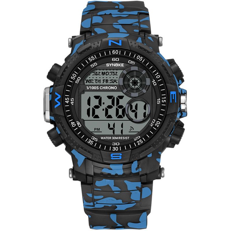 Sport Mannen Kijken Waterdicht Lichtgevende Datum Weekweergave Camouflage Buiten Digitaal Horloge