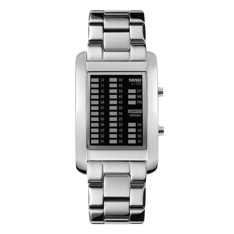 Zakelijke Stijl Led-display Polshorloge Stalen Band Creatieve Stijl Digitaal Horloge