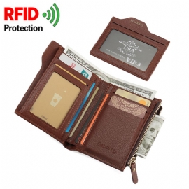 Heren Anti-diefstal Blokkerende Veilige Portemonnee 6 Kaartsleuven Beschermende Korte Portemonnee