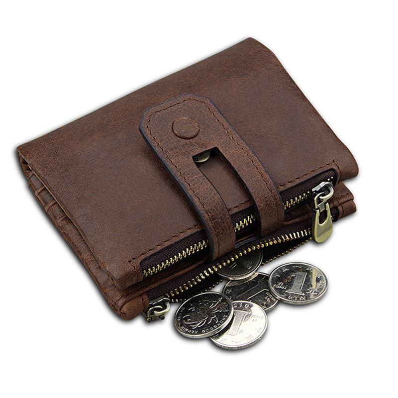 Veilige Portemonnee Blokkeren 11 Kaartsleuven Vintage Lederen Heren Portemonnee Met Rits