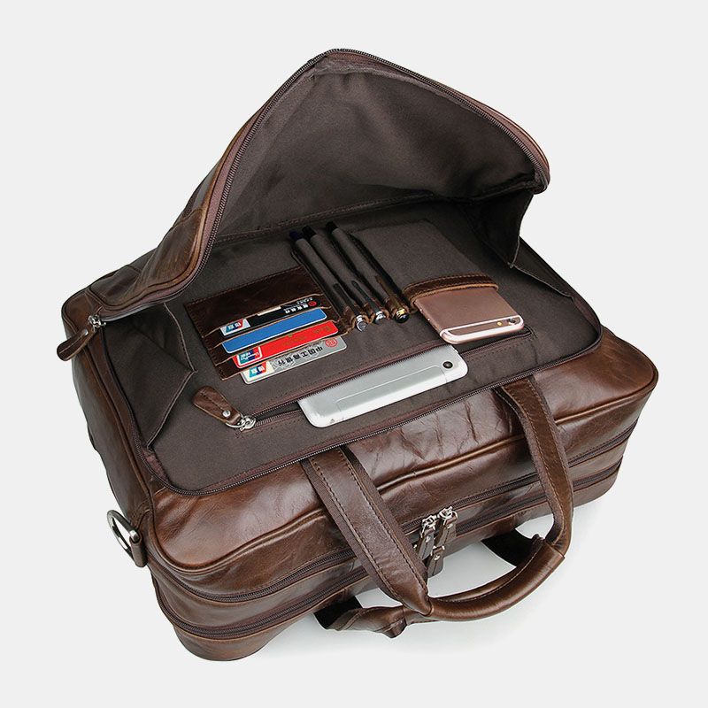 Heren Kunstleer Multi-pocket Multifunctionele Spatwaterdichte 15.6 Inch Laptoptassen Aktetassen Crossbody Tas Handtas