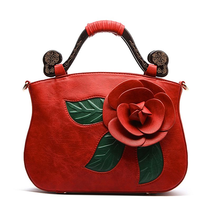 Vintage Mode Pu-leer Rose Decoratieve Handtas Crossbody Tas Voor Dames