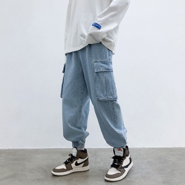 Dikke Japanse Vintage Gewassen Jeans Heren Grote Losse Straatmode Merk Lente En Herfst Jeugd Overalls Leggings
