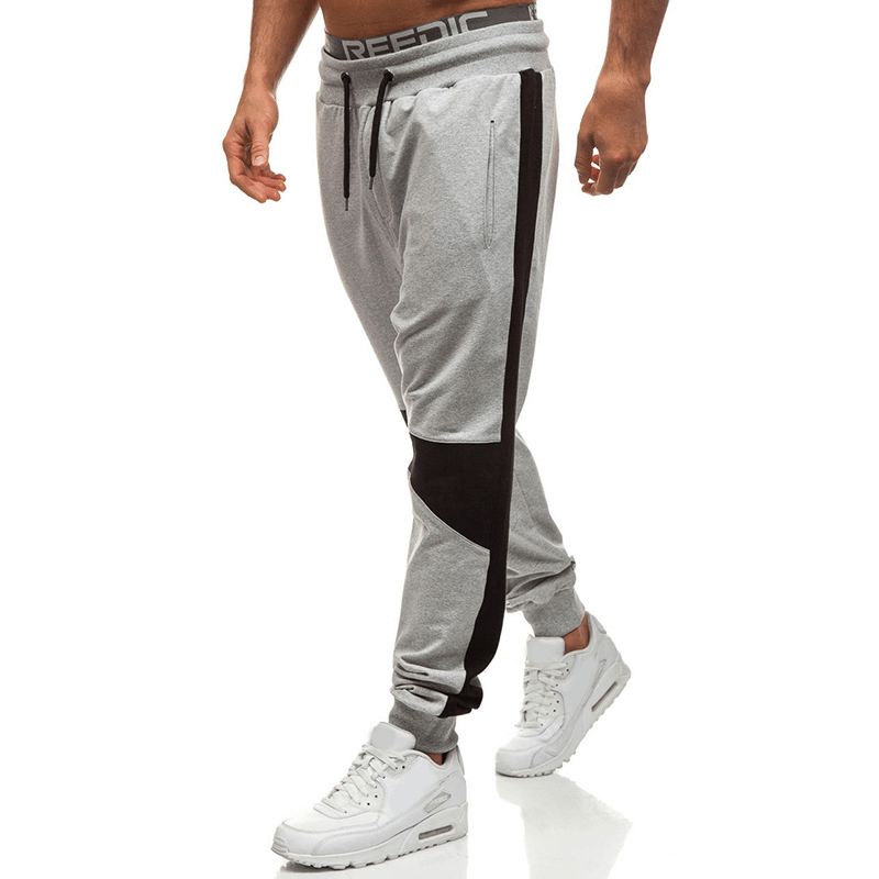 Heren Casual Sport Patchwork Hit Color Running Pants Hooded Mode Suit