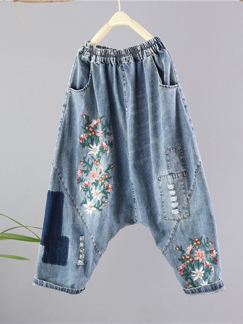 Vintage Jeans Met Patchworkborduurwerk