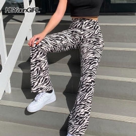 Zebra Animal Print Elegante Broek Capri Harajuku Hoge Taille Broek Dames Casual Kantoor Broek Vrouwen Streetwear 2024