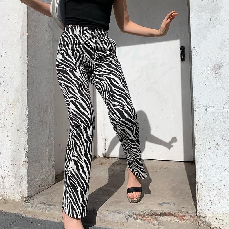 Zebra Animal Print Elegante Broek Capri Harajuku Hoge Taille Broek Dames Casual Kantoor Broek Vrouwen Streetwear 2024