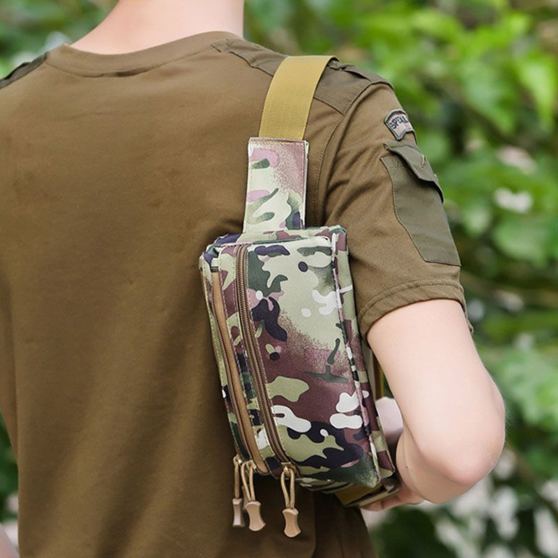 Heren Nylon Camouflage Multi-carry Multi-pocket Sport Outdoor Tactische Schoudertas Borsttas