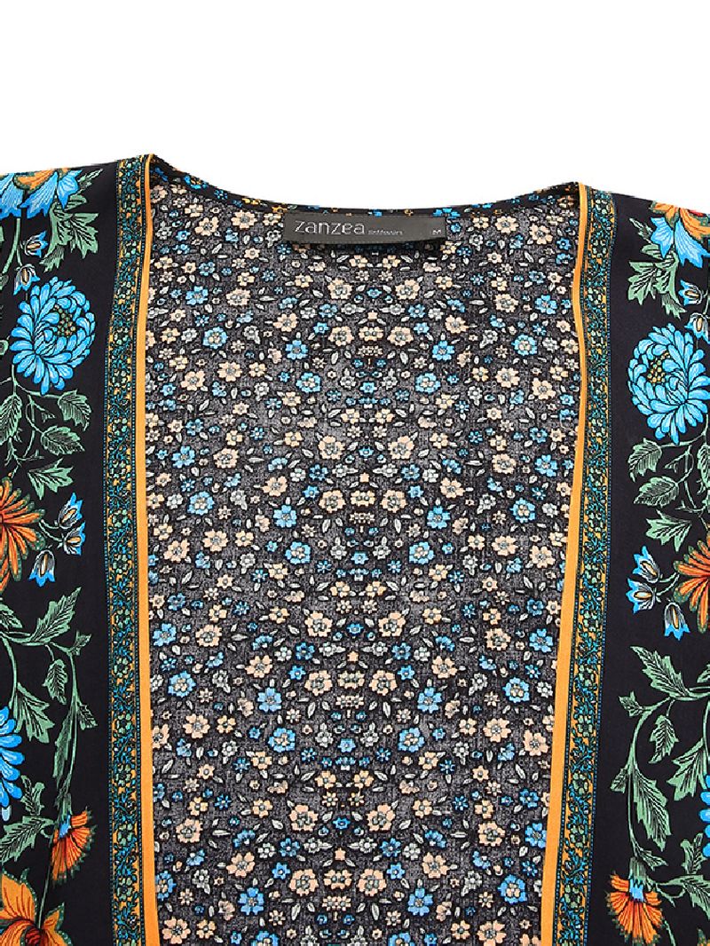 Dames Boheems Vintage Vest Met Lange Mouwen En Bloemenprint