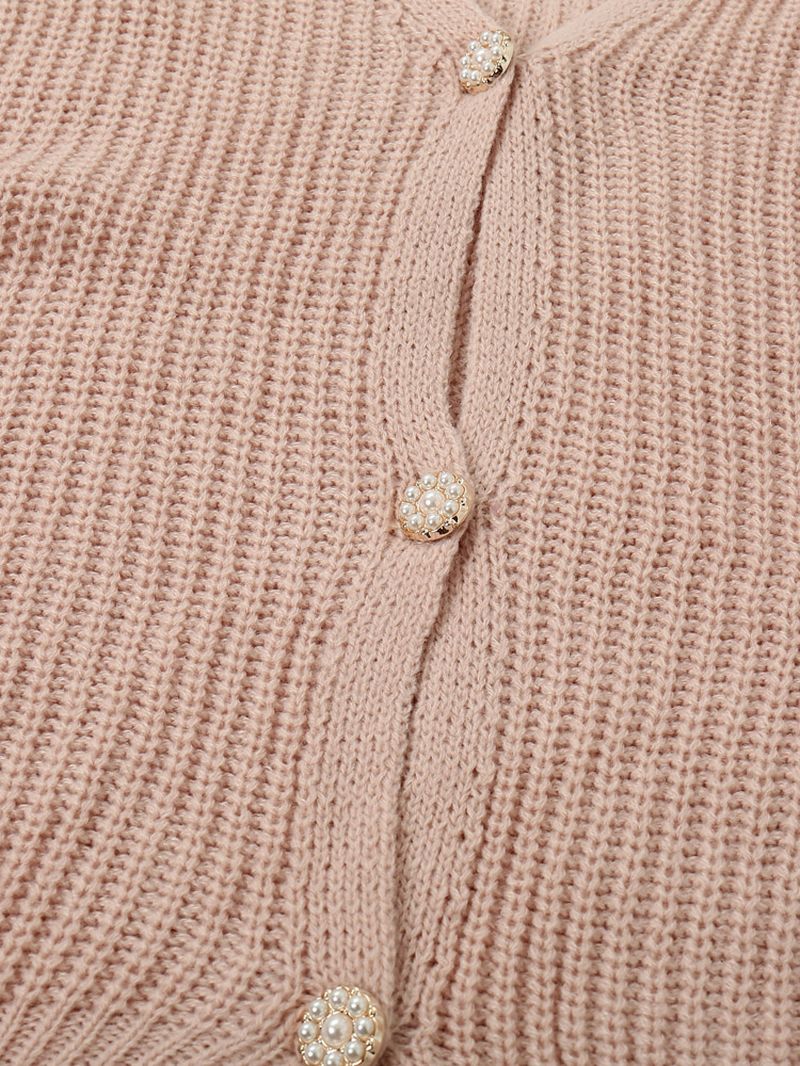 Dames Effen Eenvoudig Mild Roze Onregelmatige Zoom Dagelijks Slijtage Gebreid Vest