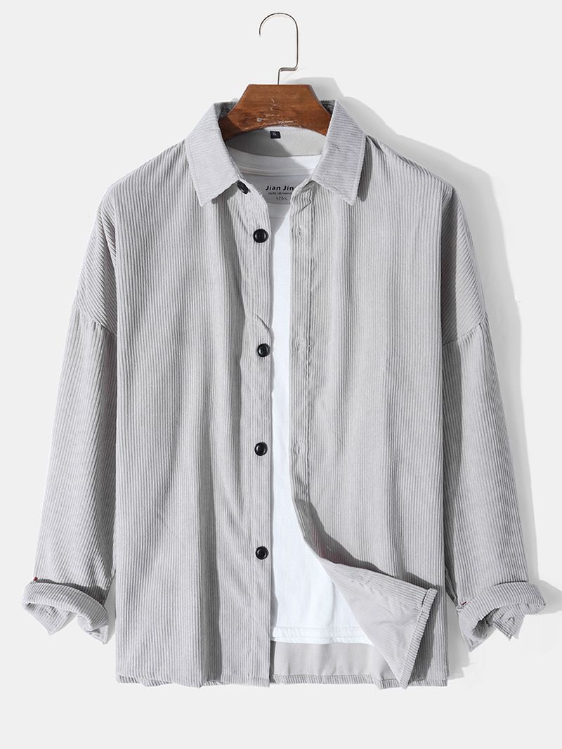 Heren Corduroy Solid Button Down Front Outwear Cardigan